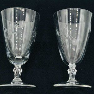Vintage Fostoria Sweetheart Rose Etched Juice Glasses, Set of 2